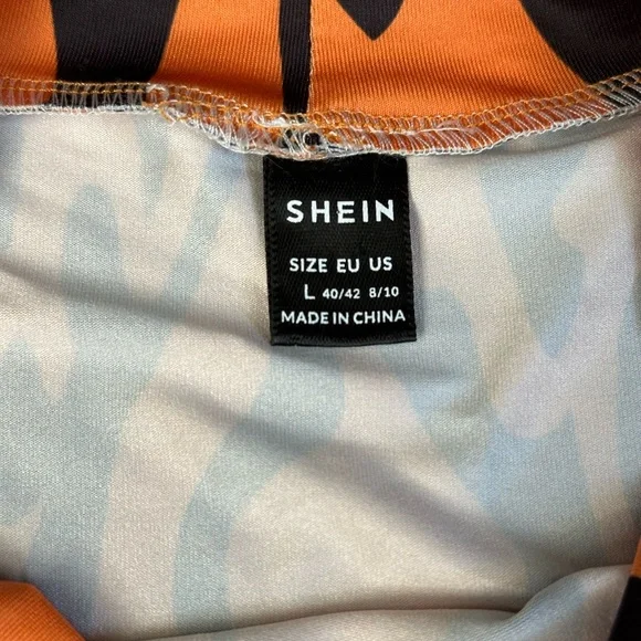 SHEIN sz LG long sleeve tiger print midi dress stretchy Halloween costume - Picture 9 of 9